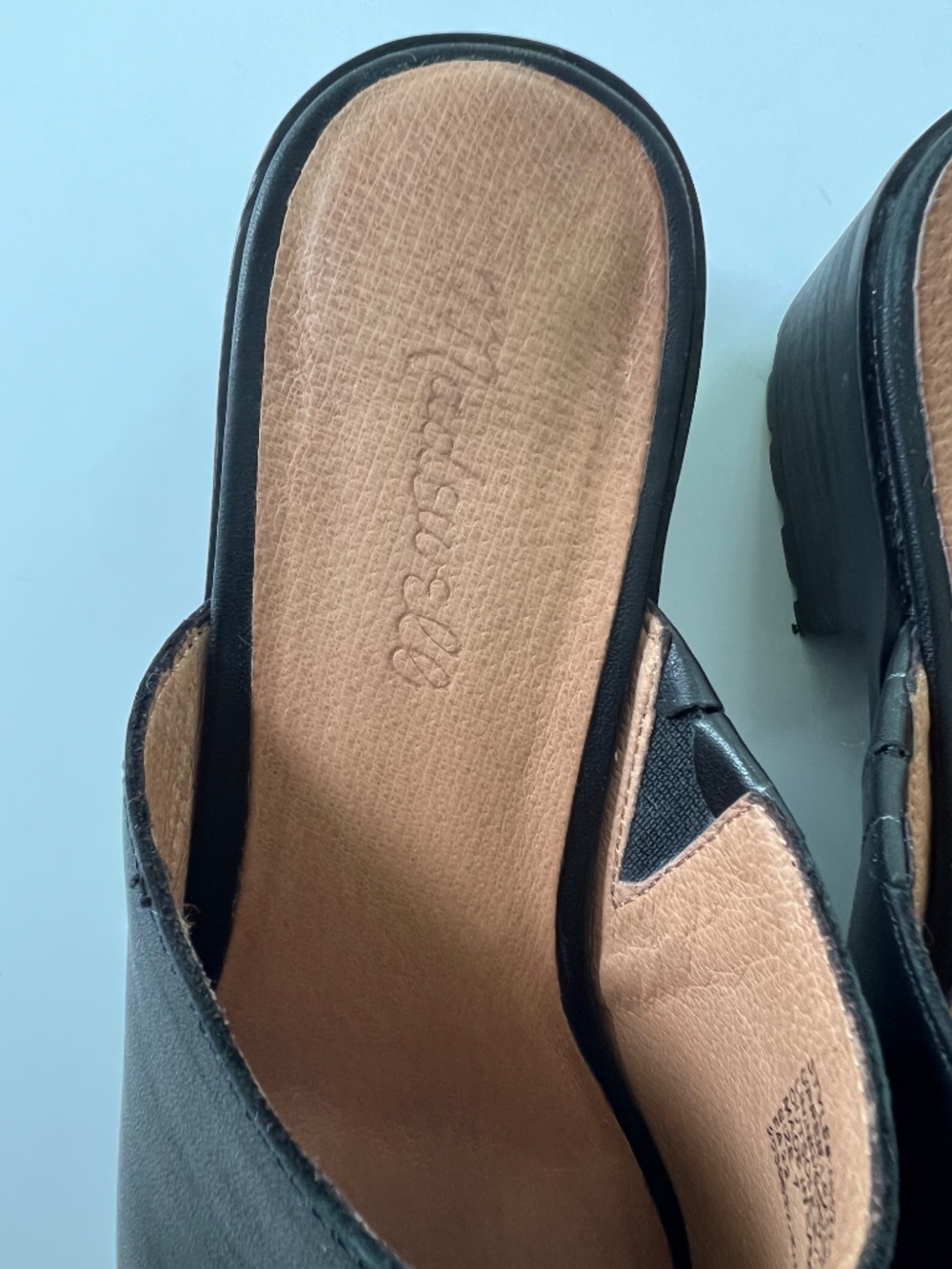 Madewell Mindy Leather Mules Black Slip On Shoes Size 7 - Picture 3 of 9